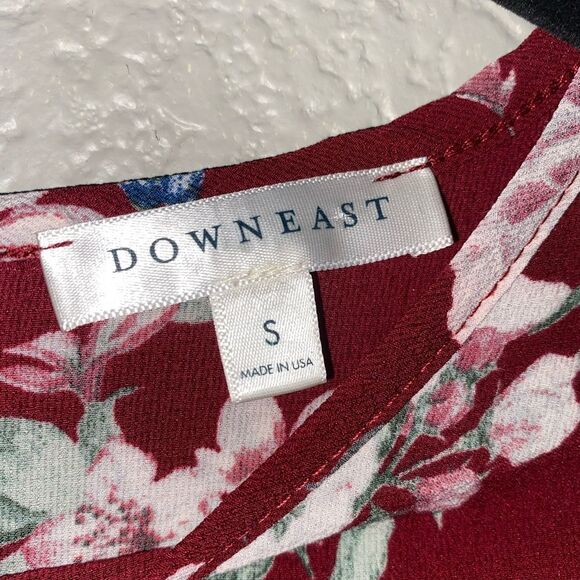 Downeast Burgundy Floral Peplum Top – Size S - Picture 3 of 8